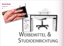 Werbemittel und Studioeinrichtung